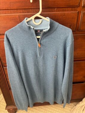 Vineyard Vines Men’s Dusty Blue Quarter-Zip Sweater